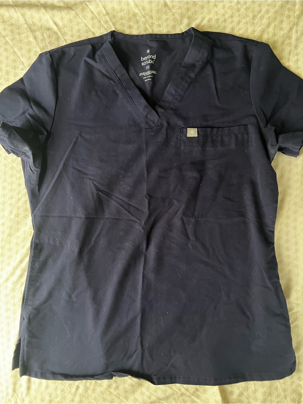 Beyond Scrubs Women's Navy V-Neck Short Sleeve Medical Top